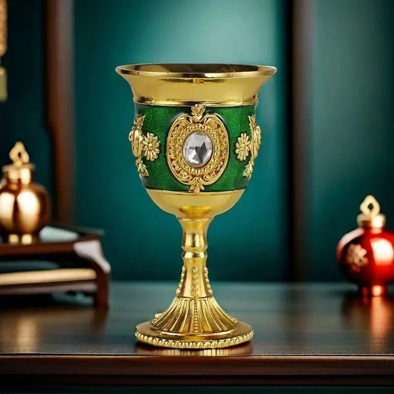 European Gemstone Rose Metal High Footed Wine Cup Wedding Toast Cup Household Wine Glass Holiday Gift